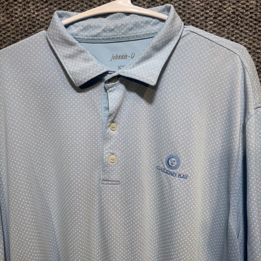 Johnnie-O Mens XXL Blue Micro Dot Chileno Bay Performance Golf Polo Shirt